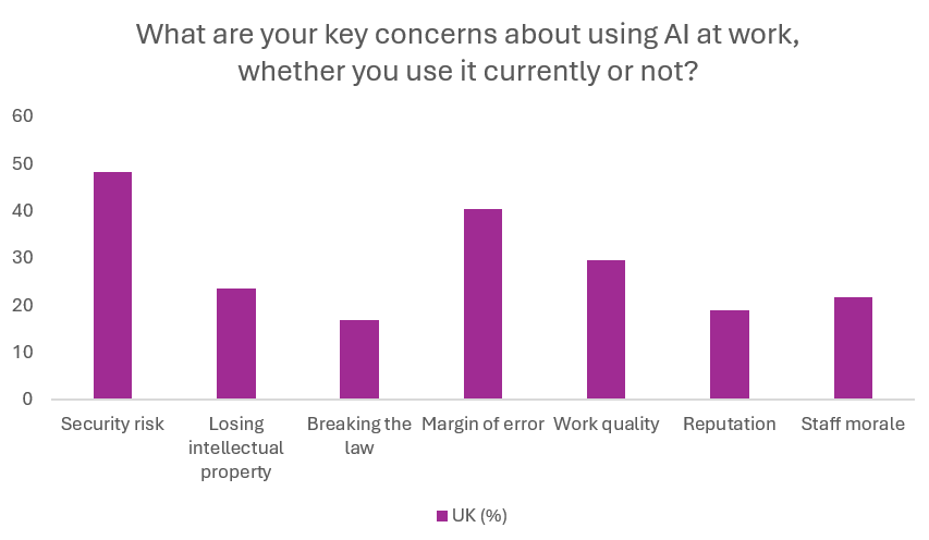 What are your key concerns about using AI at work, whether you use it currently or not?